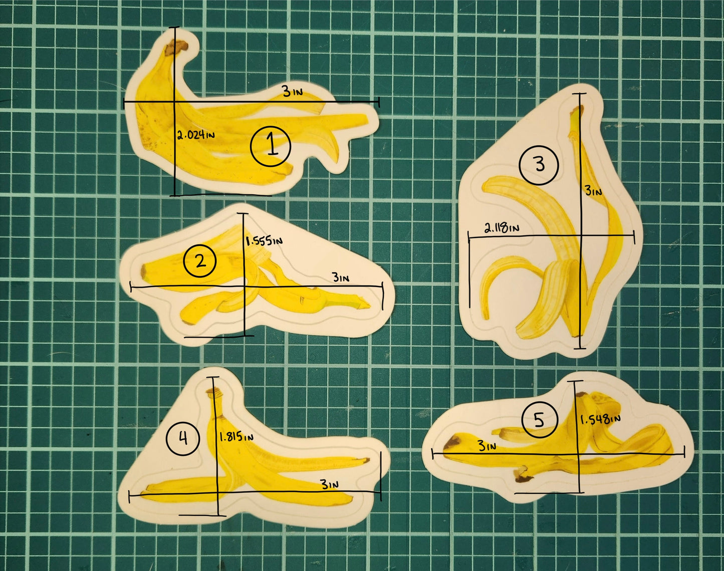 Banana Peel Stickers - Modern, Unique, Waterproof, Weatherproof, Dishwasher Safe, Matte Finish Vinyl Decals