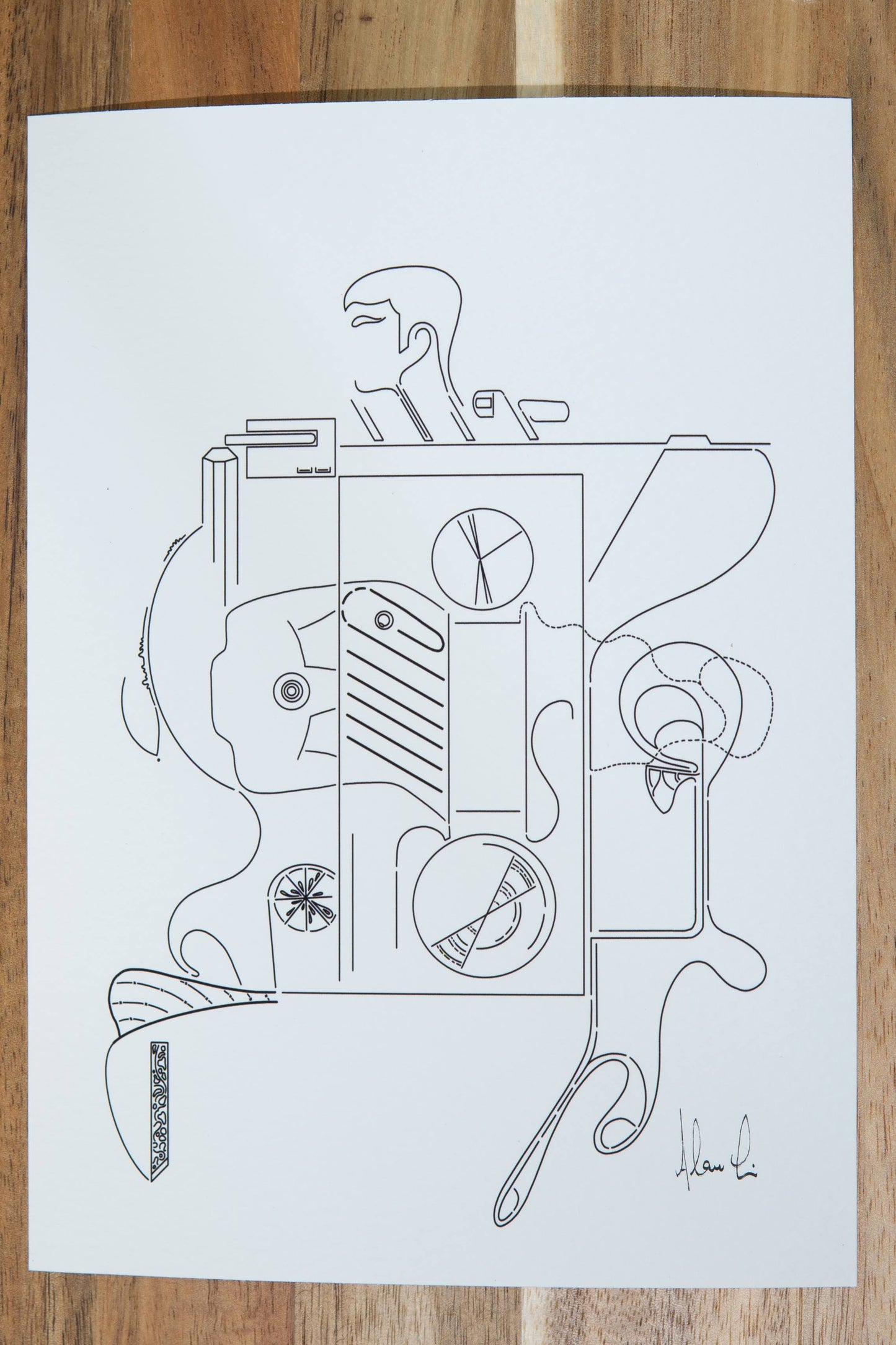 “Radiohead” - Modern, Contemporary, Abstract Black and White Line Art, Cassette, Audiophile Illustration, Custom Size Archival Quality Fine Art Print (Giclee)