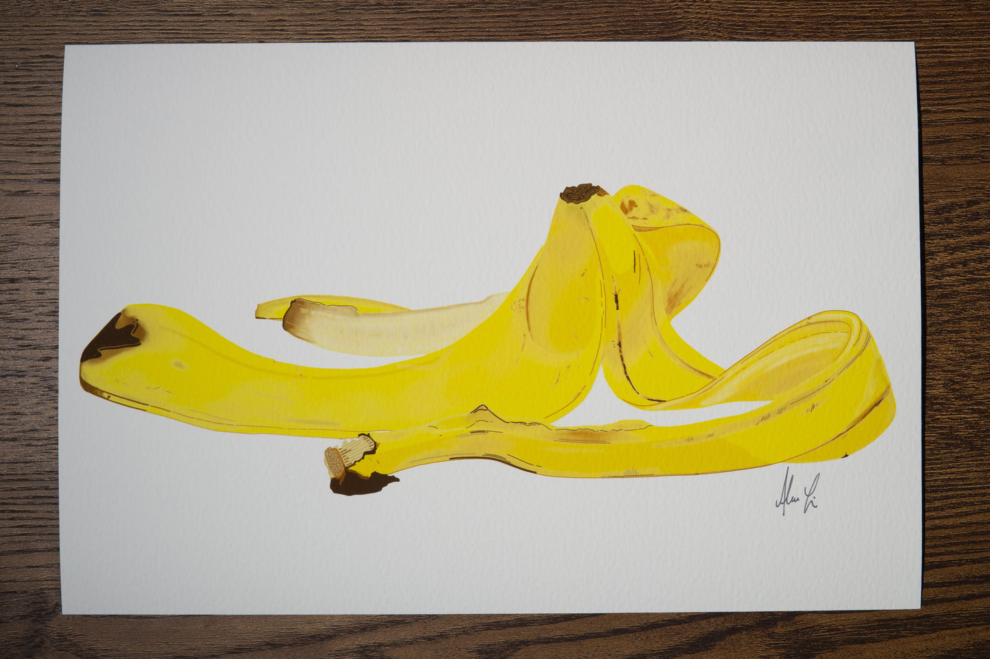 With Peeling - Modern, Contemporary Banana Peel Illustrations, Custom Size Archival Quality Fine Art Print (Giclee)