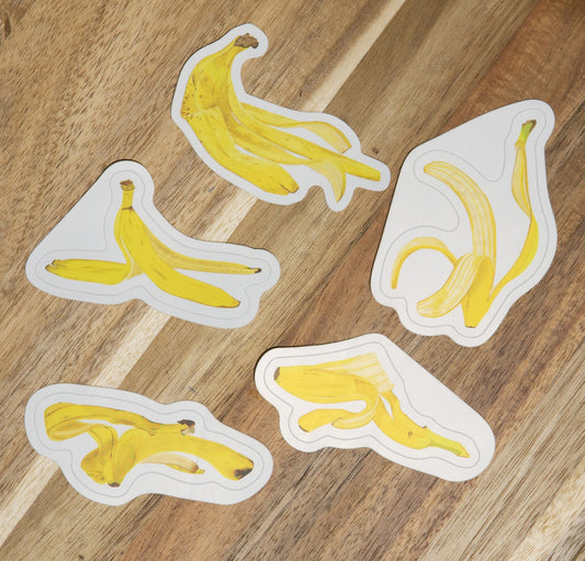 Banana Peel Stickers - Modern, Unique, Waterproof, Weatherproof, Dishwasher Safe, Matte Finish Vinyl Decals