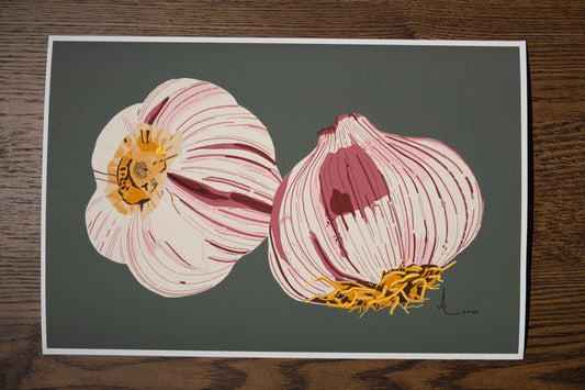 “Headstrong” - Modern, Contemporary Garlic Kitchen Art Illustration, Custom Size Archival Quality Fine Art Print (Giclee)