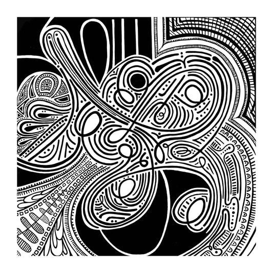 "Doodle S0004" - Modern, Contemporary Abstract Curved Doodle Illustration, Custom Size Archival Quality Fine Art Print (Giclee)