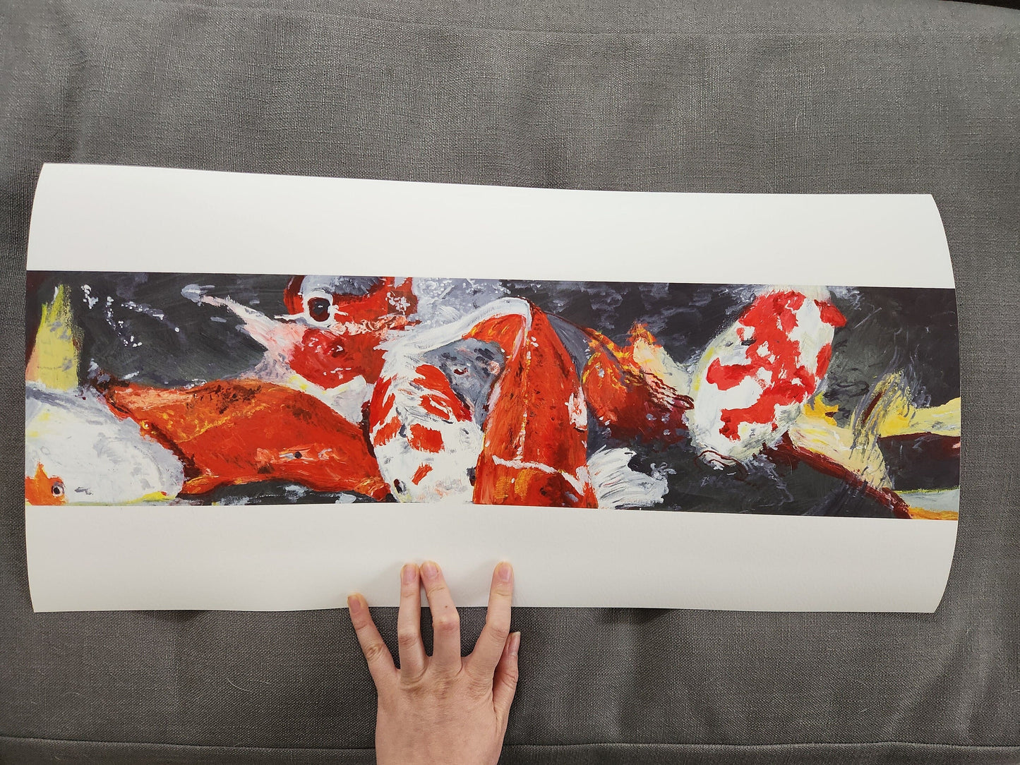 “The Koi Pond” - Modern, Contemporary Impressionist Koi Pond Painting, Custom Size Archival Quality Fine Art Print (Giclee)