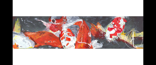 “The Koi Pond” - Modern, Contemporary Impressionist Koi Pond Painting, Custom Size Archival Quality Fine Art Print (Giclee)