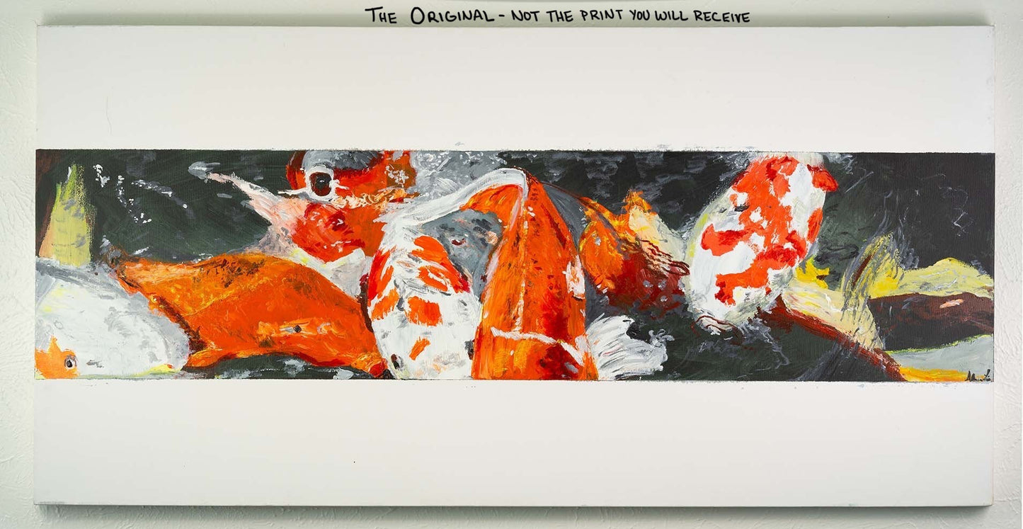 “The Koi Pond” - Modern, Contemporary Impressionist Koi Pond Painting, Custom Size Archival Quality Fine Art Print (Giclee)