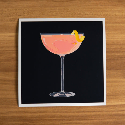 "Cosmosis" - Modern, Contemporary Pink Cosmopolitan Cocktail Illustration Illustration, Custom Size Archival Quality Fine Art Print (Giclee)