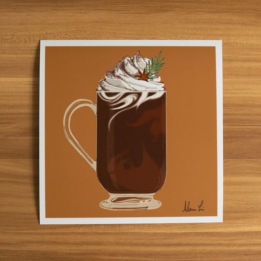 “Choc Full of It” - Modern, Contemporary Hot Chocolate Winter Cocoa Illustration, Custom Size Archival Quality Fine Art Print (Giclee)
